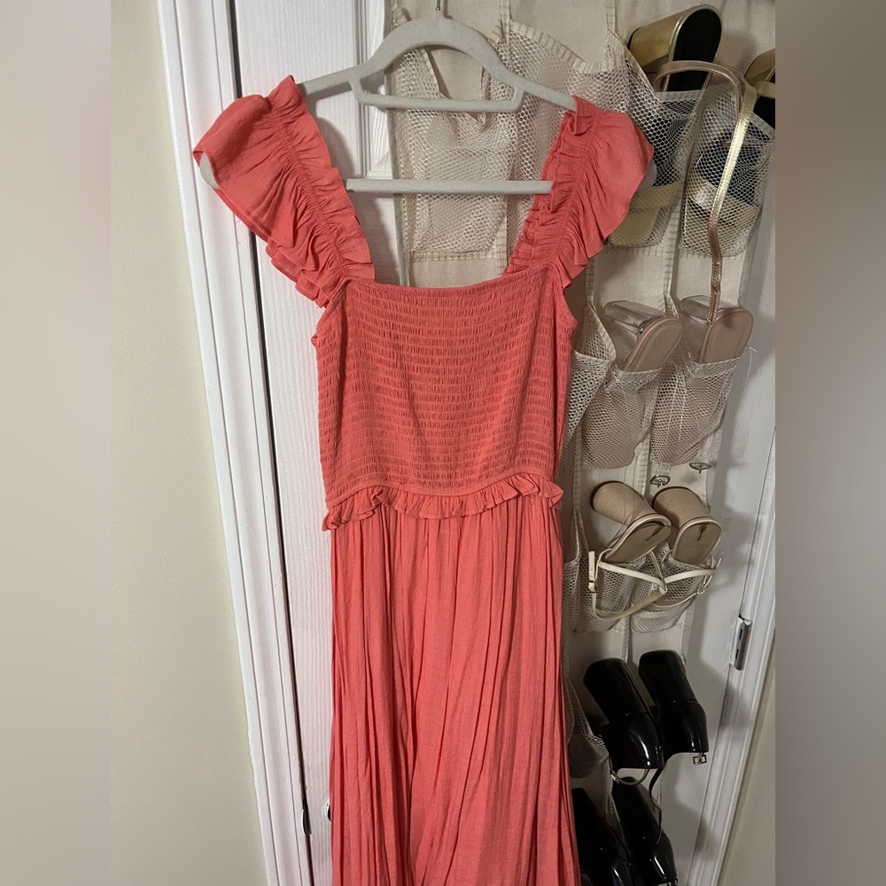 Mine Pink Ruffled Tiered Maxi Dress